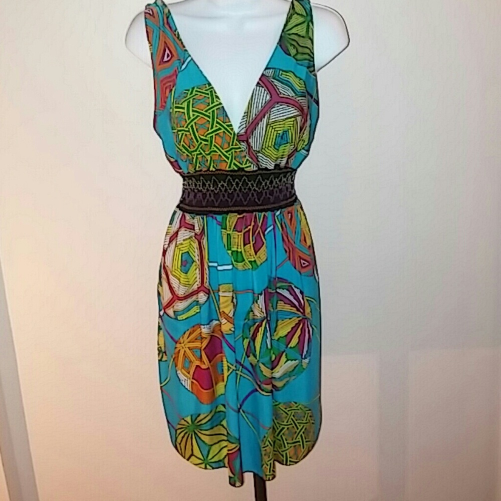 Sleevles Tropical Mini Dress